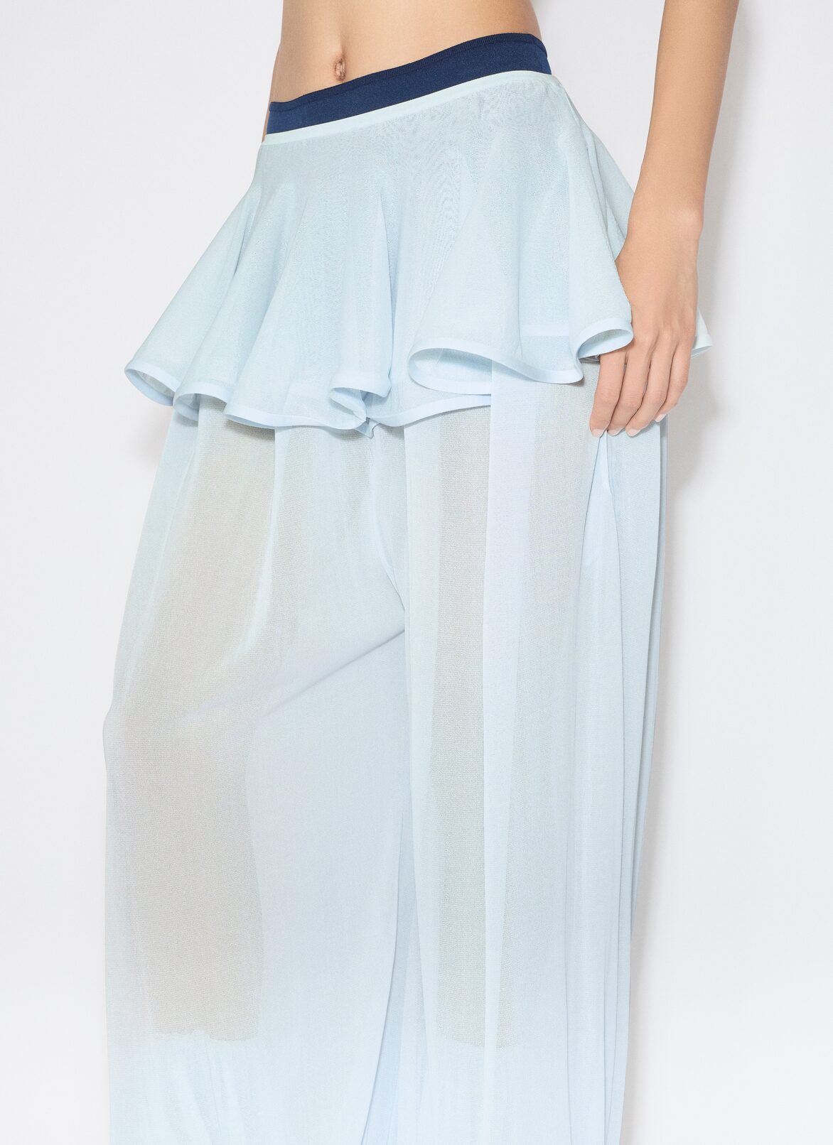 KNIT PEPLUM PANTS ALAÏA LIGHT GREEN KNIT PEPLUM PANTS